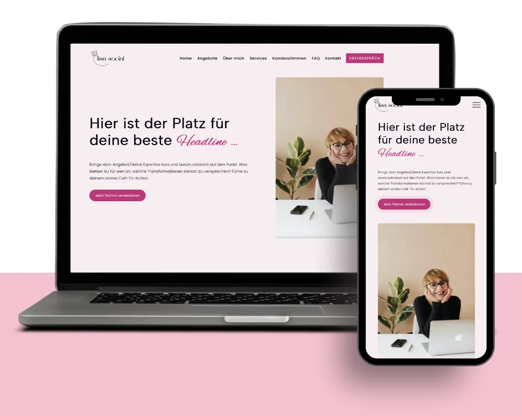 Mockup einer WordPress Website - Webdesign für selbstständige Frauen