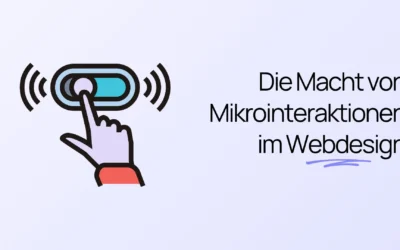 Eine Hand, die mit dem Symbol eines Kippschalters neben dem deutschen Text „Die Macht von Mikrointeraktionen im Webdesign“ interagiert.